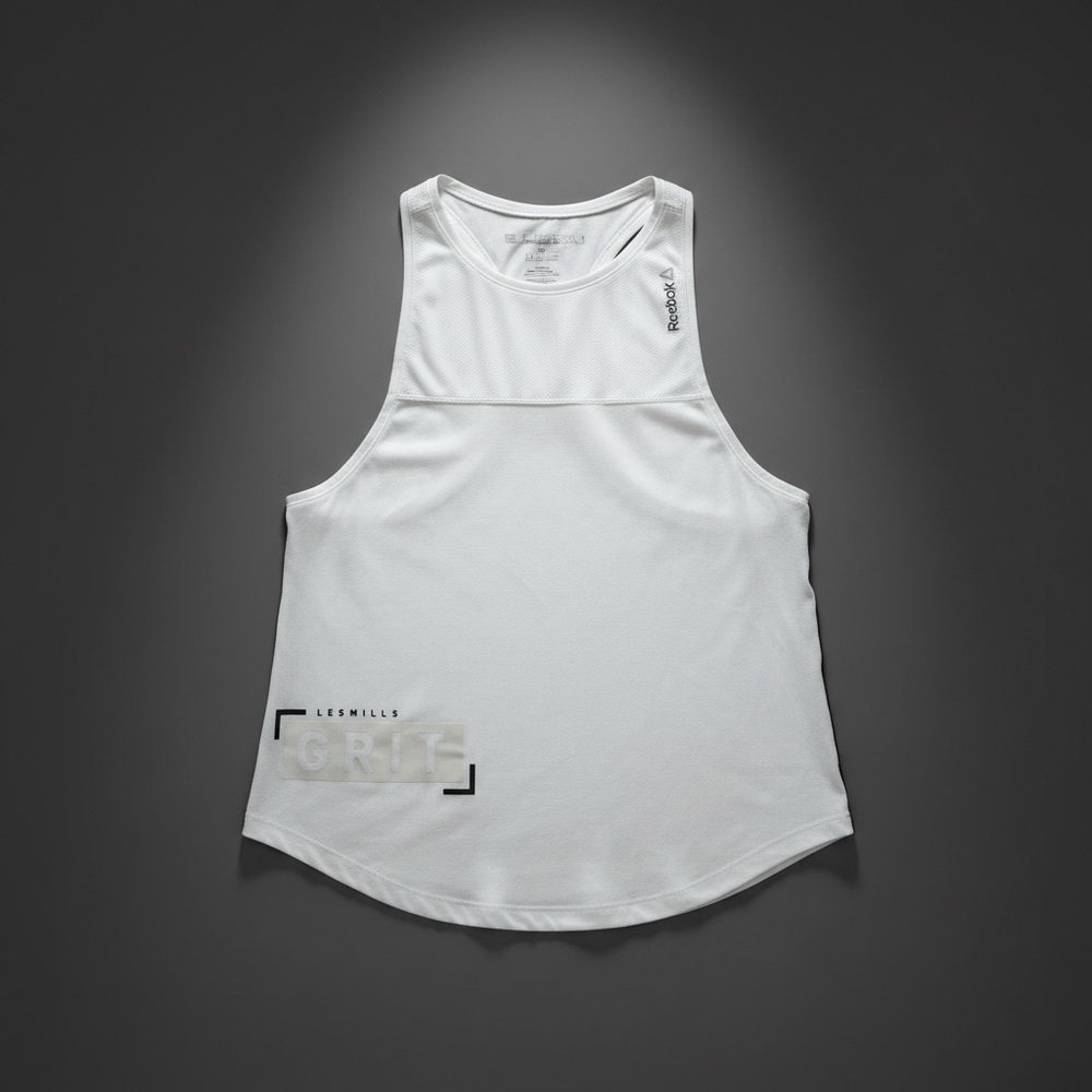 Les Mills GRIT Tank Women’s Medium White Racerback Workout Reebok